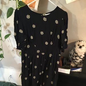 Emily and Fin Heather Navy Spot Day Dress UK 14 (L)